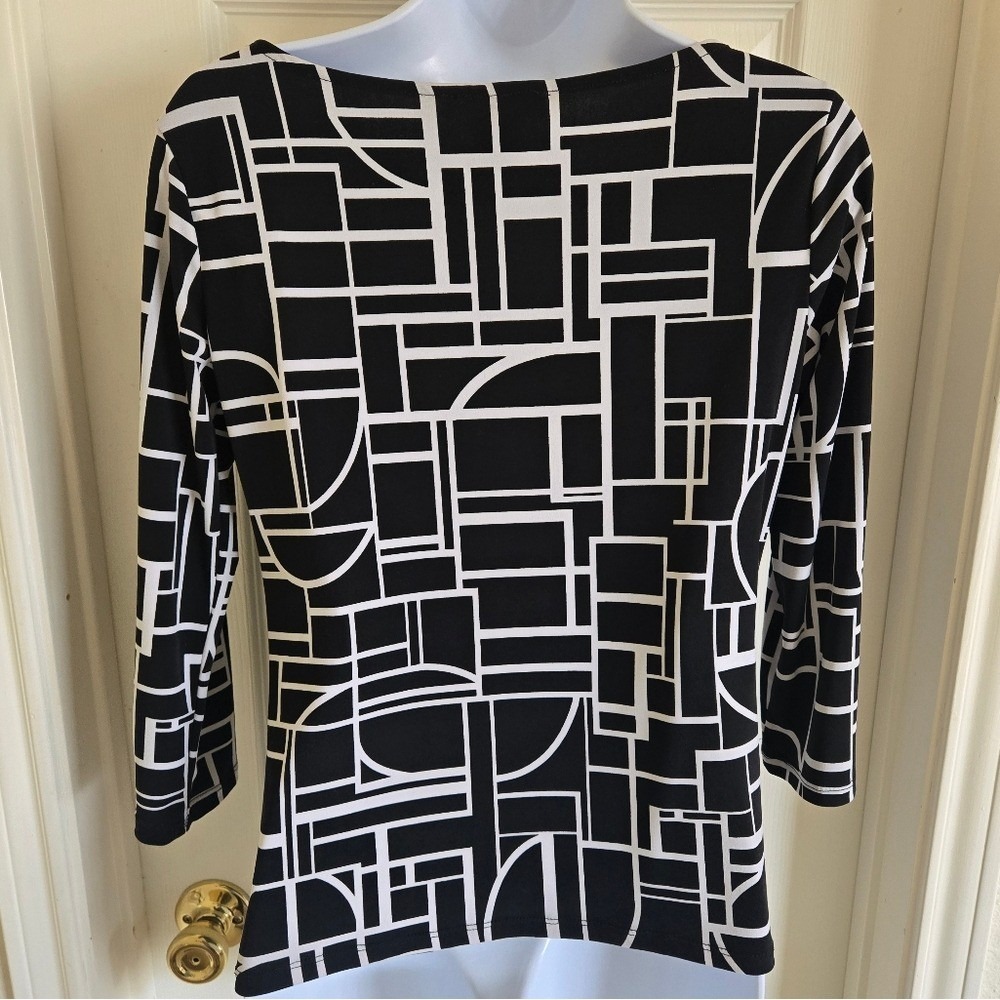 Andrea Jovine Cowl Neck Top Women's Small Black/White Excellent Condition - Picture 2 of 4